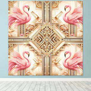 Art Deco Rosa Flamingo-Leinwanddruck Leinwanddruck