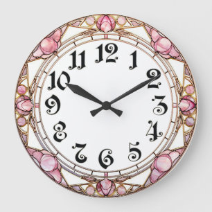 Art Deco Rosa Große Wanduhr