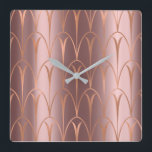 Art Deco Rose Gold Kupfergeometrie Minimal Quadratische Wanduhr<br><div class="desc">Italian Design Florence - Fashion Luxus Trend FlorenceK</div>