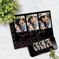 Art Deco Rose Gold Save the Date handschriftlich