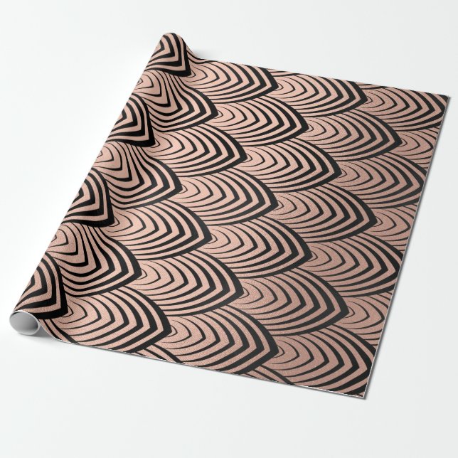 Art Deco Rose Gold Scales Geschenkpapier (Ungerollt)