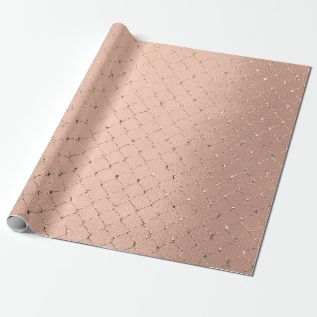 Art Deco Rose Gold Sepia Imitate Gold Net Geschenkpapier (Ungerollt)
