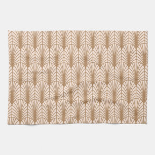 Art Deco Rose: Golden Peacock Feathers Geschirrtuch