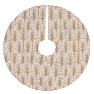 Art Deco Rose: Golden Peacock Feathers Polyester Weihnachtsbaumdecke