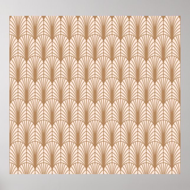 Art Deco Rose: Golden Peacock Feathers Poster (Vorne)