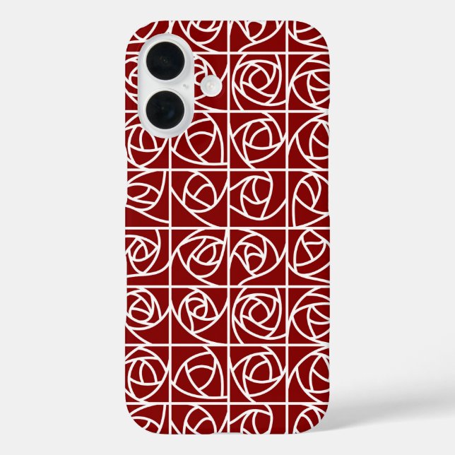 Art Deco Rose Quadrate Stilisierte primäres Blumen Case-Mate iPhone Hülle (Rückseite)