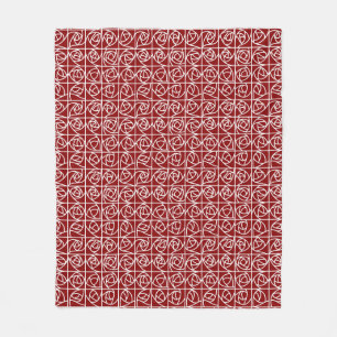 Art Deco Rose Quadrate Stilisierte primäres Blumen Fleecedecke