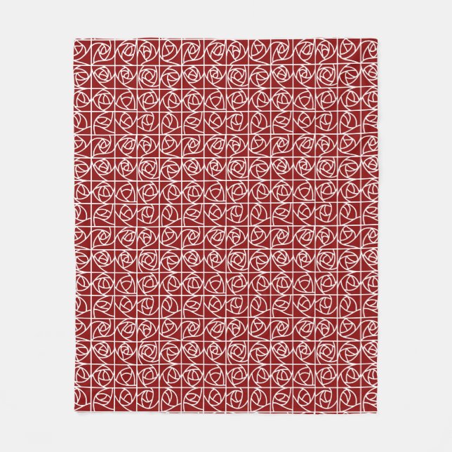 Art Deco Rose Quadrate Stilisierte primäres Blumen Fleecedecke (Vorderseite)