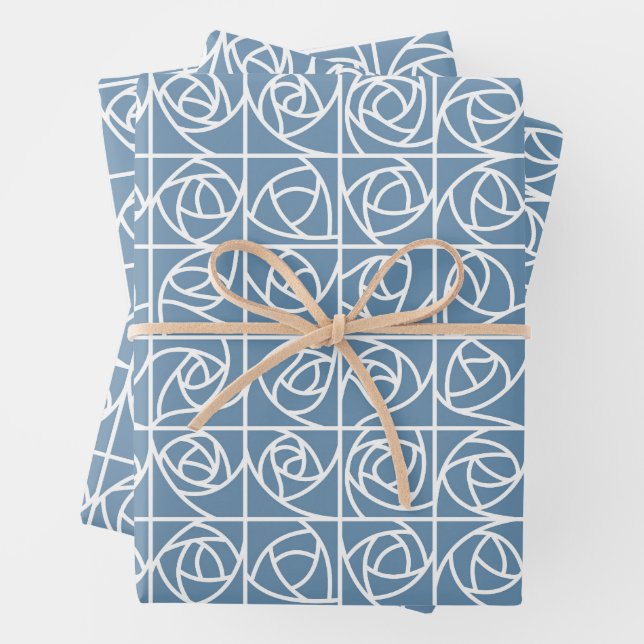 Art Deco Rose Square Stilvoll blass Geschenkpapier Set (Beispiel)