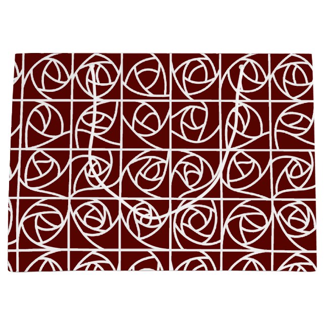 Art Deco Rose Square Stilvoll Rot Große Geschenktüte (Vorderseite)
