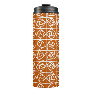 Art Deco Rose Square Stilvolle Blumenorange Thermosbecher