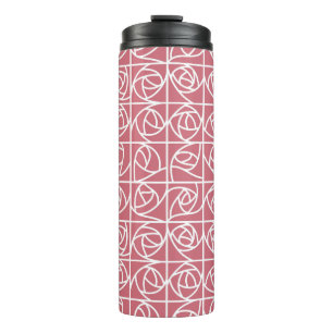 Art Deco Rose Squares Stilvolles Blumenrosa Thermosbecher