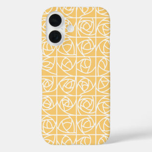 Art Deco Rose Squares Stylisierte Blumengelbe iPhone 16 Hülle