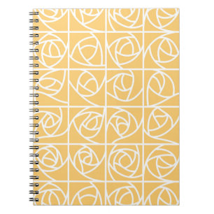 Art Deco Rose Squares Stylisierte Blumengelbe Notizblock