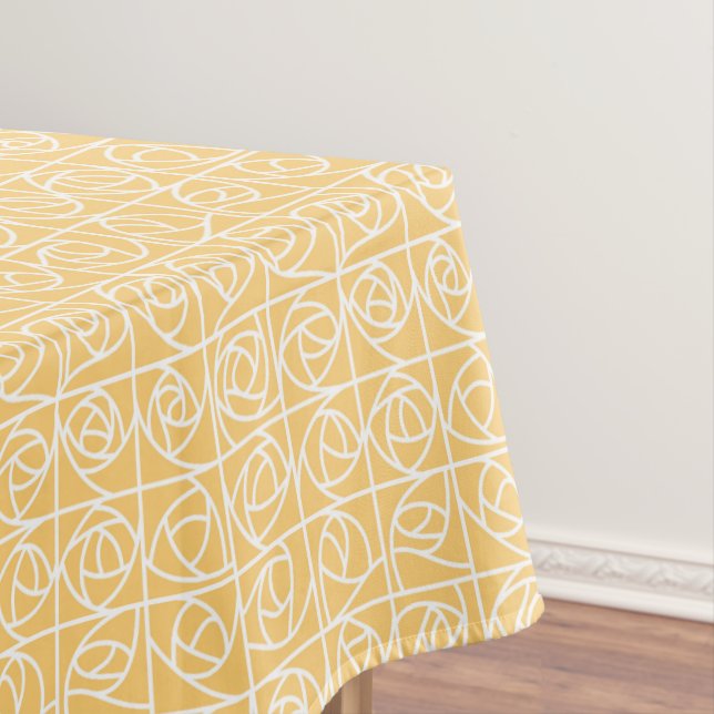 Art Deco Rose Squares Stylisierte Blumengelbe Tischdecke (Beispiel)