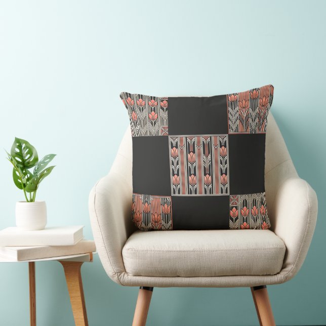 Art Deco Rose Throw Kissen (Stuhl )