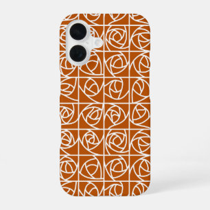Art Deco Rosen Quadrate stilisierte Blüten orange iPhone 16 Hülle