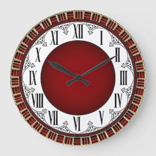 Art Deco Rot Große Wanduhr