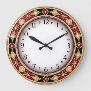 Art Deco Rot Große Wanduhr