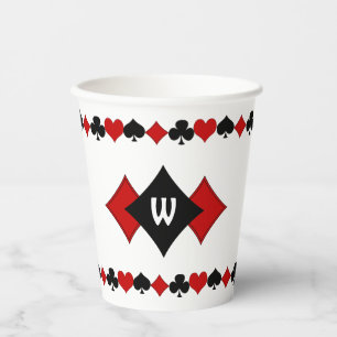 Art Deco Rot und Black Card Anzug Mit Monogramm Pappbecher