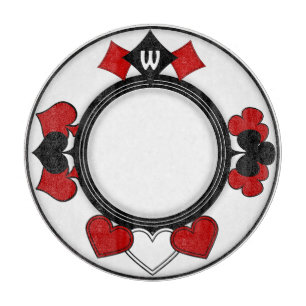 Art Deco Rot und Black Card Anzug Mit Monogramm Schneidebrett