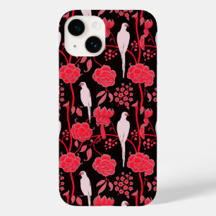 ART DECO ROTE BLUME, WEISSE TEILE AUF SCHWARZ Case-Mate iPhone HÜLLE