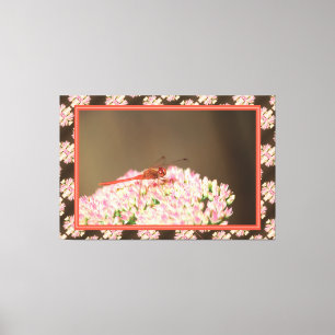 Art Deco Rote Koralle Dragonfly Leinwanddruck