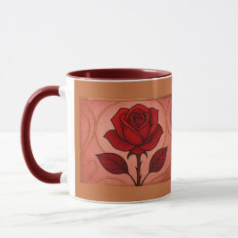 Art Deco Rote Rose Marone Kombi-Tasse Tasse