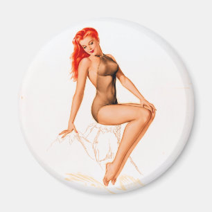 Art Deco Rotschopf Pin-Up Magnet
