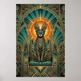 Art Deco Royal Halo Katzenwandkunst Poster
