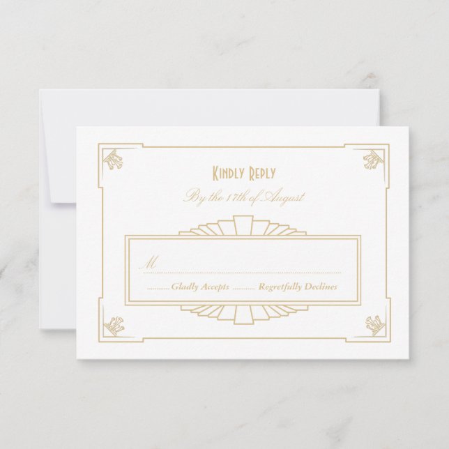Art Deco RSVP Card Karte (Vorderseite)