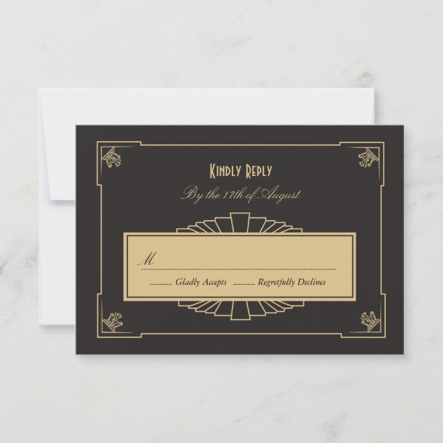 Art Deco RSVP Card Karte (Vorderseite)