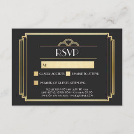 Art Deco RSVP Cards aus den 20er Jahren Gold Black Einladung