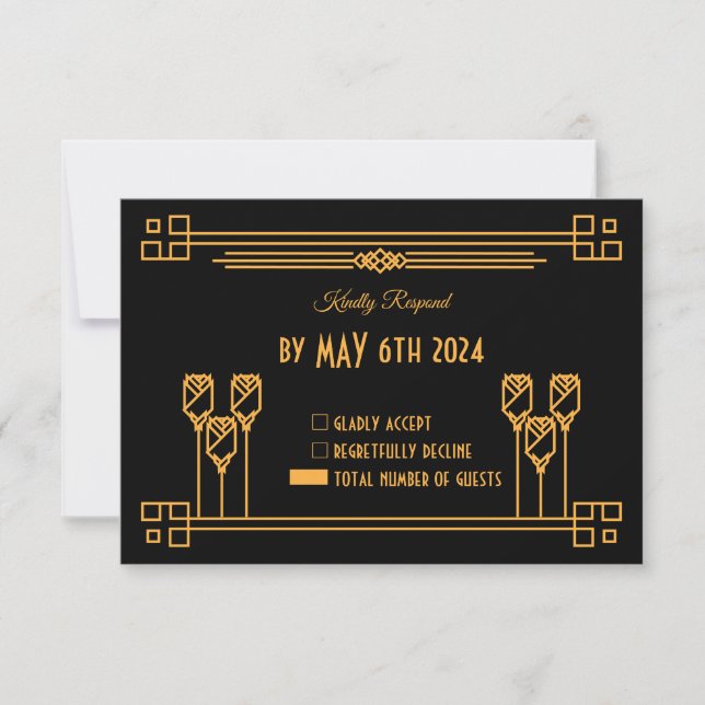 Art Deco RSVP Karte (Vorderseite)
