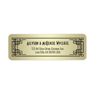 Art Deco Rücksendeadresse Champagne Gold Gatsby Gl