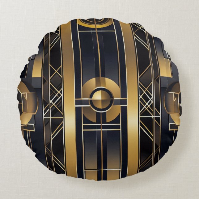Art Deco Rundes Kissen (Vorderseite)