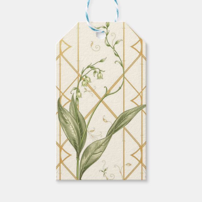 Art Deco Sage Grün Lily Geschenkanhänger (Vorderseite)
