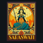 Art Deco Saraswati Poster<br><div class="desc">Saraswati ist die hinduistische Göttin des Wissens, der Musik, der Kunst, der Sprache, der Weisheit und des Lernens. Art Deko Stil für Vasant Panchami.</div>
