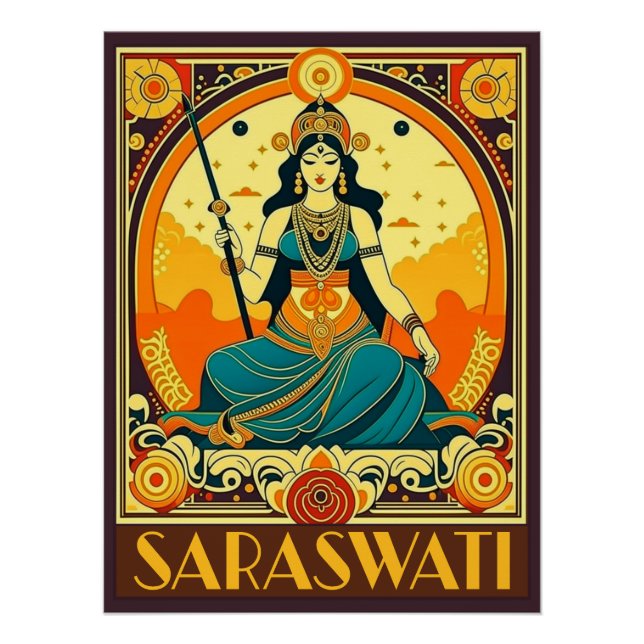 Art Deco Saraswati Poster (Vorderseite)