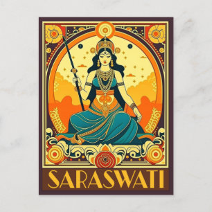 Art Deco Saraswati Postkarte