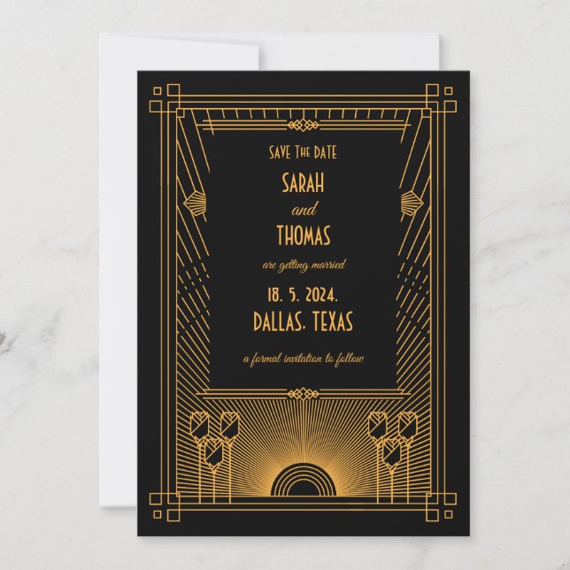 Art Deco Save The Date (Vorderseite)
