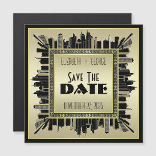 Art Deco Save the Date Champagne Gold Great Gatsby Magneteinladung