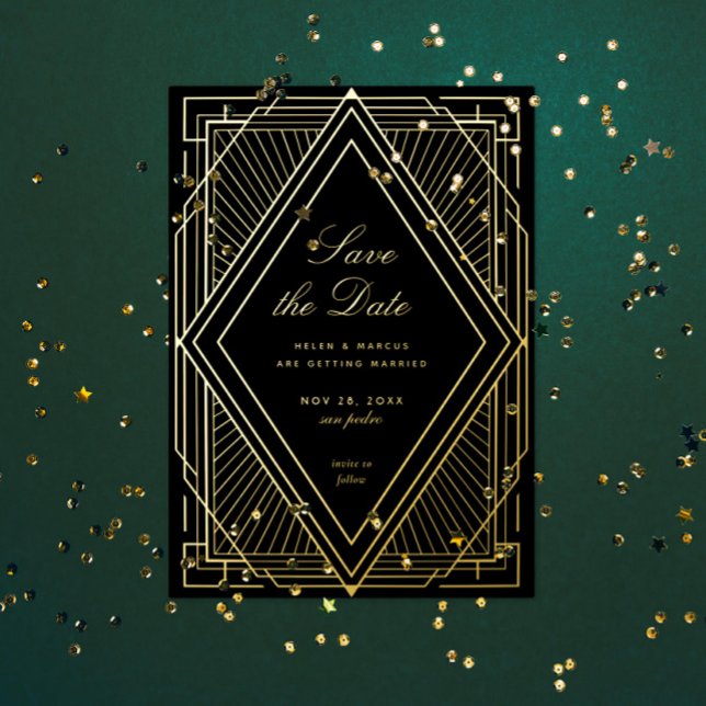 Art Deco Save the Date Folieneinladung (Von Creator hochgeladen)