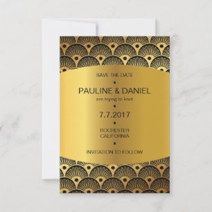 Art Deco Save the Date Golden Square Vip Einladung