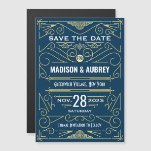 Art Deco Save the Date Hochzeit Magneteinladung
