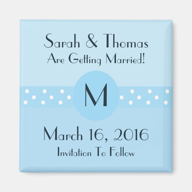 Art Deco Save the Date Magnet - Blau (Vorne)