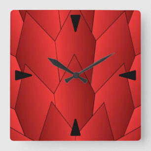 Art Deco Scala Design Red Square Wall Clock Quadratische Wanduhr
