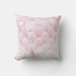 Art Deco Scales Pink White Geometry Marmorstein Kissen