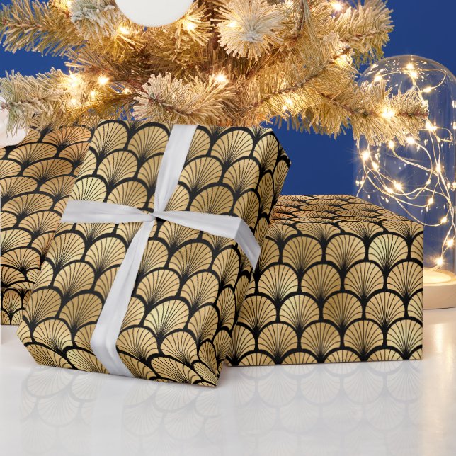 Art Deco Scallop Fan Radiating Pattern Design Geschenkpapier (Feiertage)