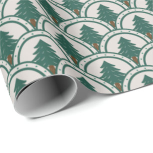 Art Deco Scalloping Evergreen Muster Geschenkpapier
